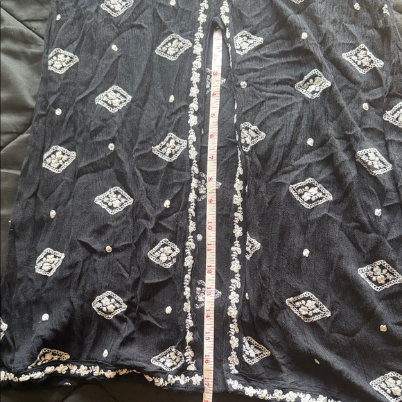 Free People M Black Maxi Dress with White Geometric & Floral Print - Picture 9 of 11